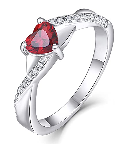 Yl Verlobungsring Herz 925 Sterling Silber Juli Geburtsstein