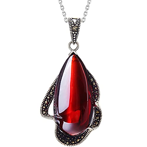 S925 Silber Halskette Anh Nger Granat Retro Anh