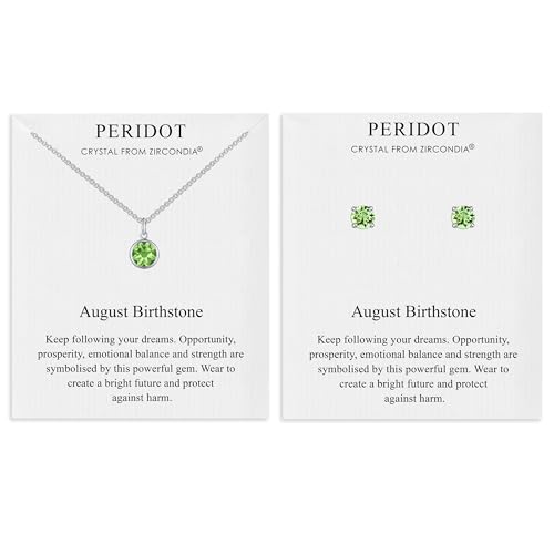 August Peridot Set Aus Geburtsstein Halskette Und Ohrringen