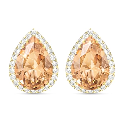 Linawe Ohrringe Stecker Gold Damen Champagner Moissanite Diamanten