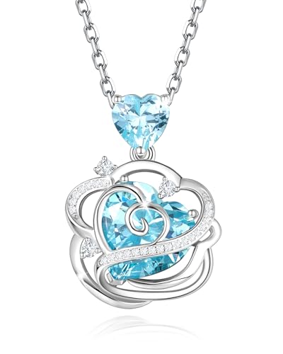 Fancime Aquamarin Halskette M Rz Geburtsstein Kette Sterling