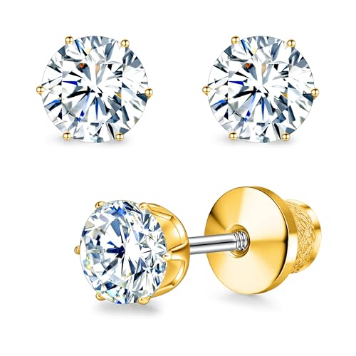 Limerencia Moissanite Ohrstecker G23 Titan Hypoallergene Schraubverschluss Moissanite