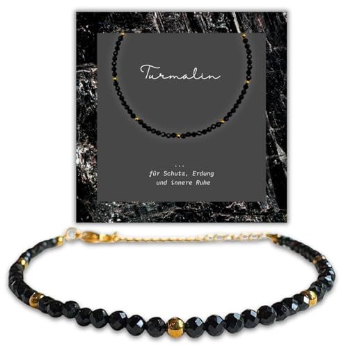 Happymaker Schwarzer Turmalin Armband Damen Perlenarmband Damen Mit