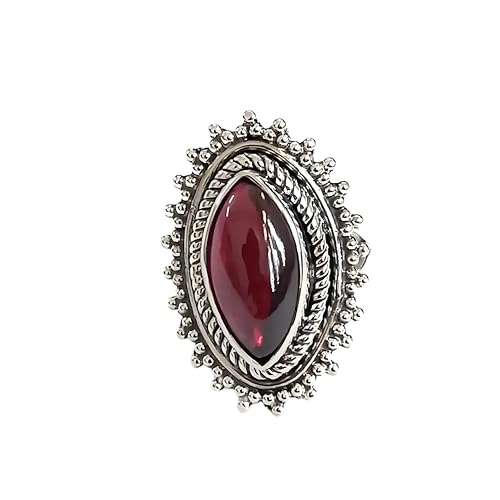 Navya Craft Granatstein Silber Ring Handgefertigter Statement Ring