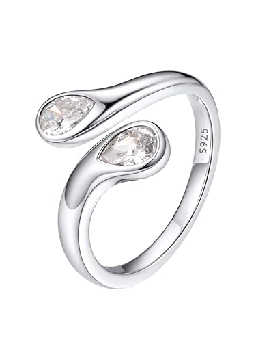 Bestyle Silberringe Damen 925 Verstellbare Ringe Frauen Edelsteinen