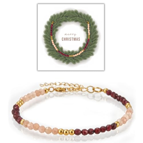 Happymaker Granat Armband Mit Aprico Mondstein Edelsteinarmband Mit