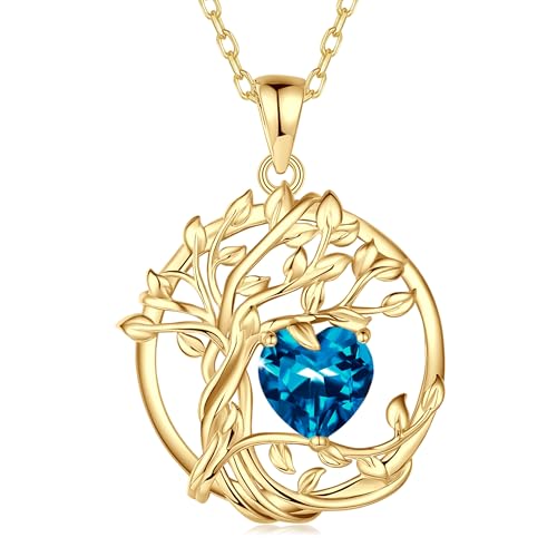 Fancime Lebensbaum Topas Kette F R Damen Gelbgold