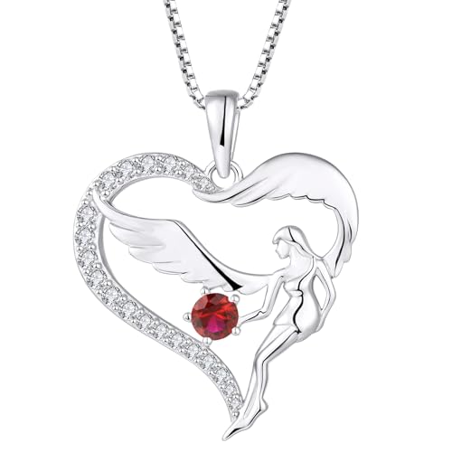 Fj Herz Schutzengel Halskette Damen 925 Sterling Silber