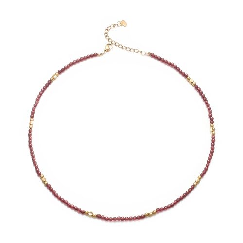 Aleasha Granat Halskette Damen 3mm Boho Strand Kette