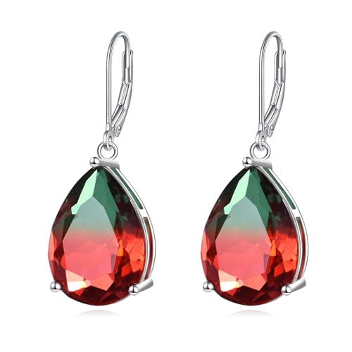 Wassermelonen Turmalin Ohrringe F R Damen 925 Sterling