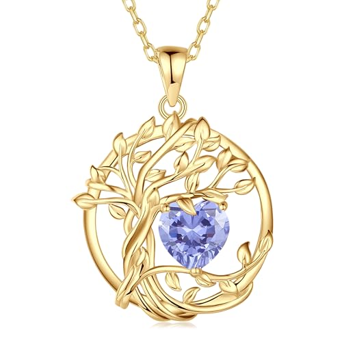 Fancime Lebensbaum Tansanit Kette F R Damen Gelbgold