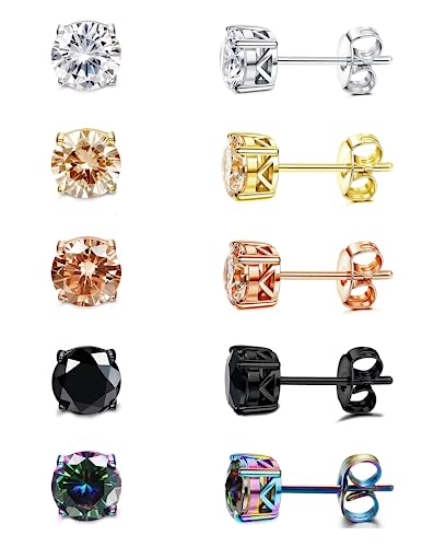 Dochais 5 Paar Ohrringe Damen Edelstahl Runder Gl