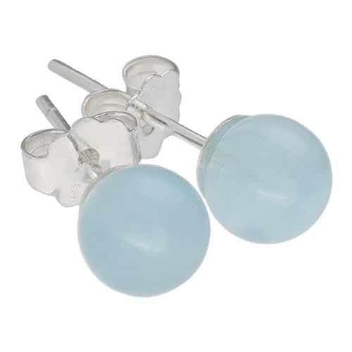 Aquamarin Ohrstecker Edelstein Ohrringe Kugel Perle 6 Mm
