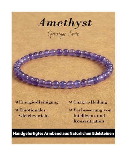 Landorilo Naturstein Perlen Heilstein Armband Aus 4mm Runde