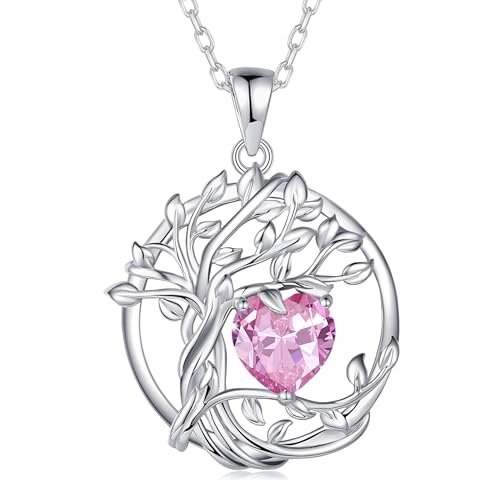 Fancime Lebensbaum Rosa Turmalin Kette F R Damen