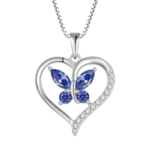 Fj Herz Schmetterling Kette Damen 925 Sterling Silber