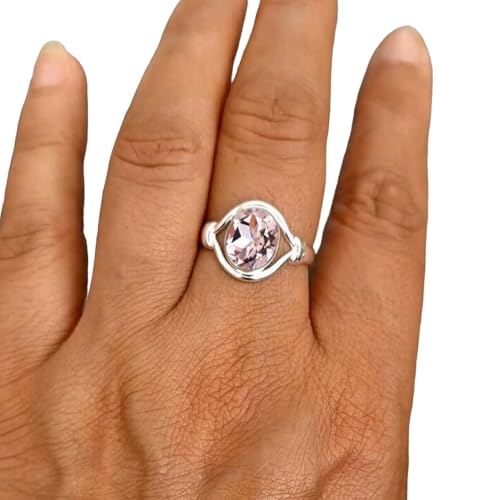 Rosa Morganit Edelstein Ring Mit November Geburtsstein Massives