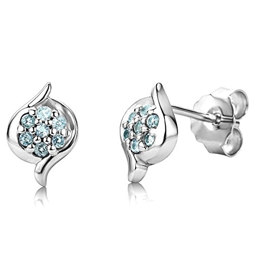 Byjoy Damen Ohrstecker 925 Sterling Silber Rundschliff Blau