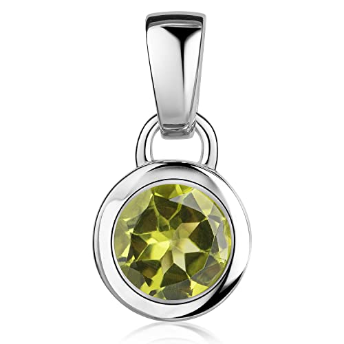 Materia Damen Kettenanh Nger Silber 925 Edelstein Peridot