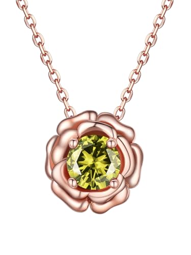 Focalook Damen Halskette Aus Vermeil In Rosenform Besetzt