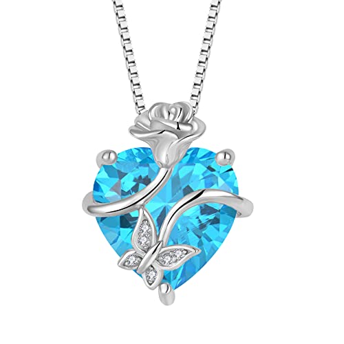 Fj Herz Aquamarin Kette M Rz Geburtsstein Halskette