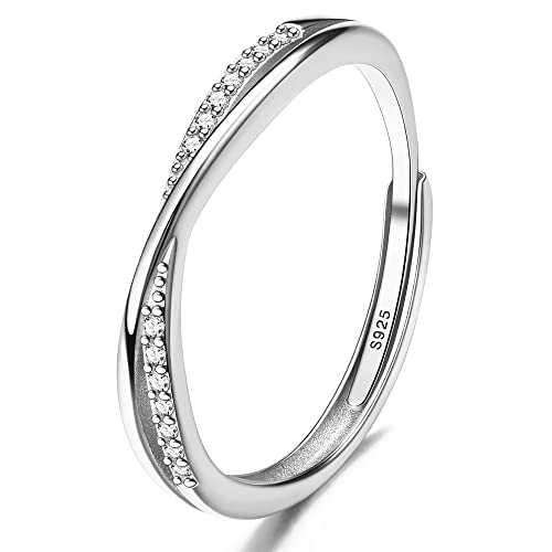 Jewebella Ring Damen Silber 925 Verstellbare Zirkonia Ring