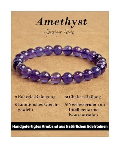 Landorilo Echte Naturstein Perlen Armband Damen Herren Vertr