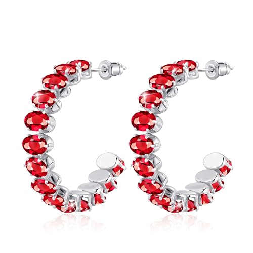 Linawe Rubin Rot Ohrringe Silber H Ngend Creolen
