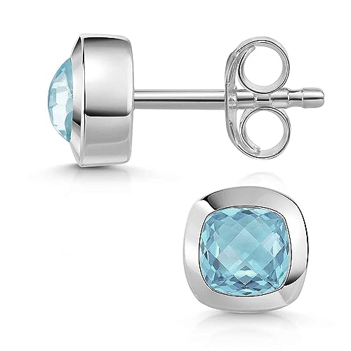 Materia Ohrstecker Silber 925 Damen Blautopas Edelstein So