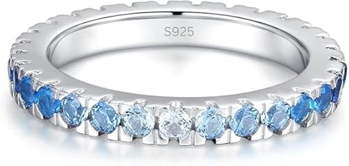 Ewigkeitsring Aus 925 Sterling Silber Mit Blauen Kristallen