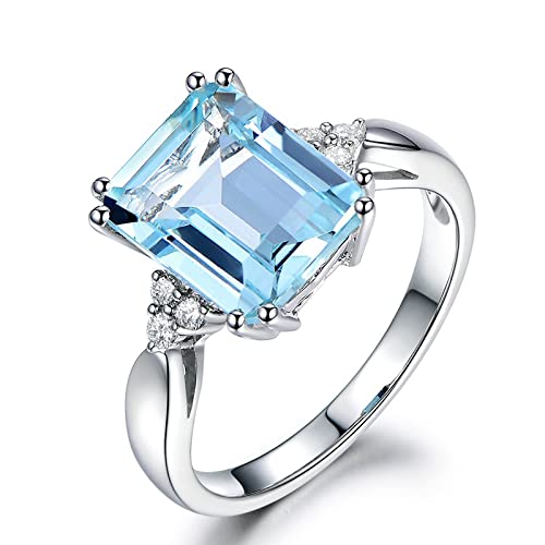 Silber 925 Schmuck Ring Aquamarin Edelstein Ringe F