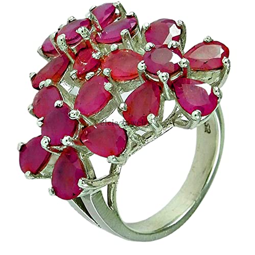 Nat Rlicher Rubin Edelstein Ring 925 Sterling Silber