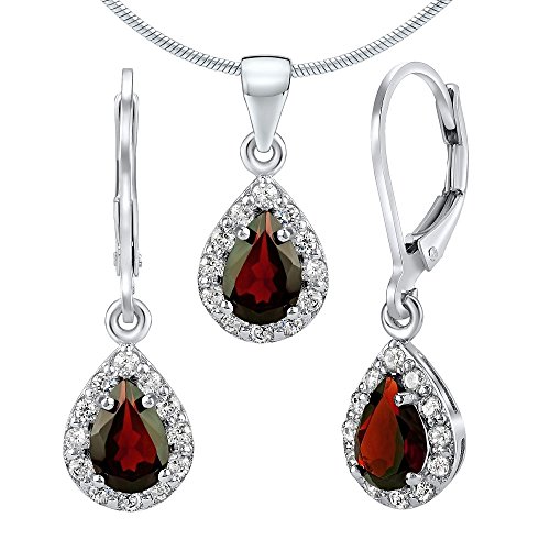 Silvego Granat Schmuck Set Aus 925 Sterling Silber