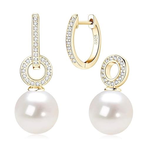 Moissanit Perlen Creolen Ohrringe 925 Sterling Silber 18k