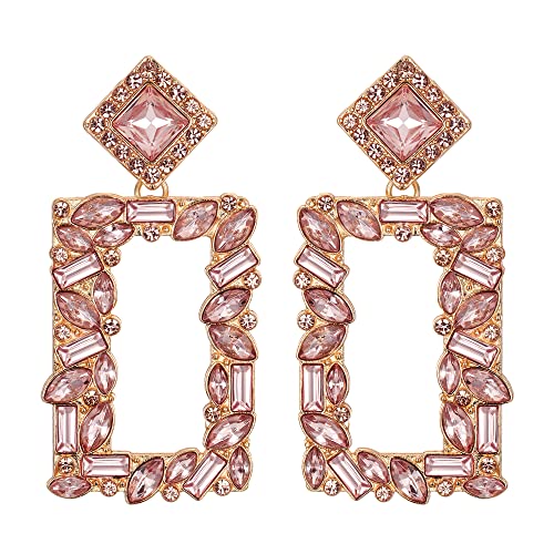 Clearine Rechteck Ohrringe Damen Art Deco Funkelnden Strass