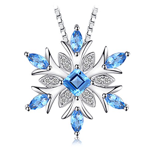 Jewelrypalace Schneeflocke Natur Schweizer Blau Topas Kette Anh