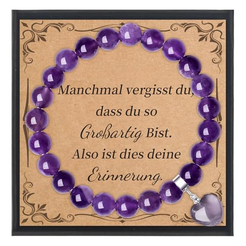 Ourdort Amethyst Edelstein Armband Damen Perlenarmband Mit Herz