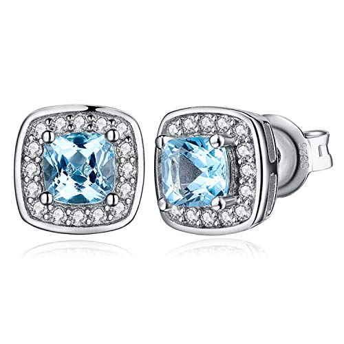 Jewelrypalace Halo Kissenschliff 1ct Echt Blau Topas Ohrstecker