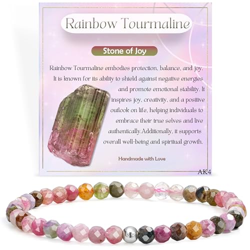 Farfume Regenbogen Turmalin Freude Edelstein Perlen Armband F