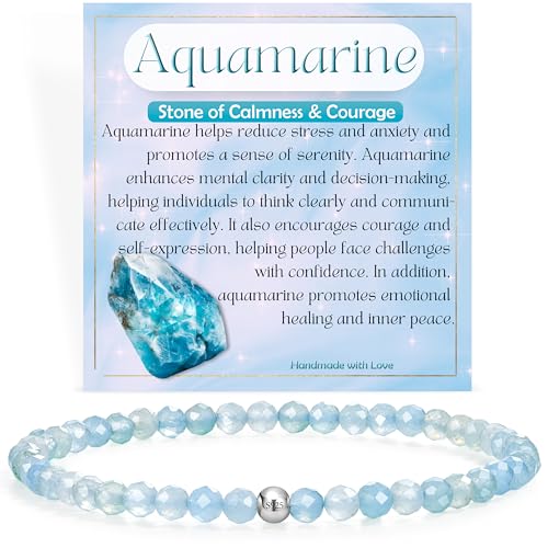 Farfume Aquamarin Gelassenheit Mut Edelstein Perlen Armband F