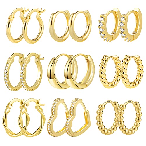 Alexcraft Gold Ohrringe Set 9 Paar 14k Echt