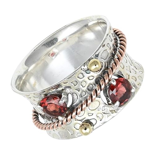 Granat Edelstein Spinnerring 925 Sterling Silber Meditationsring M